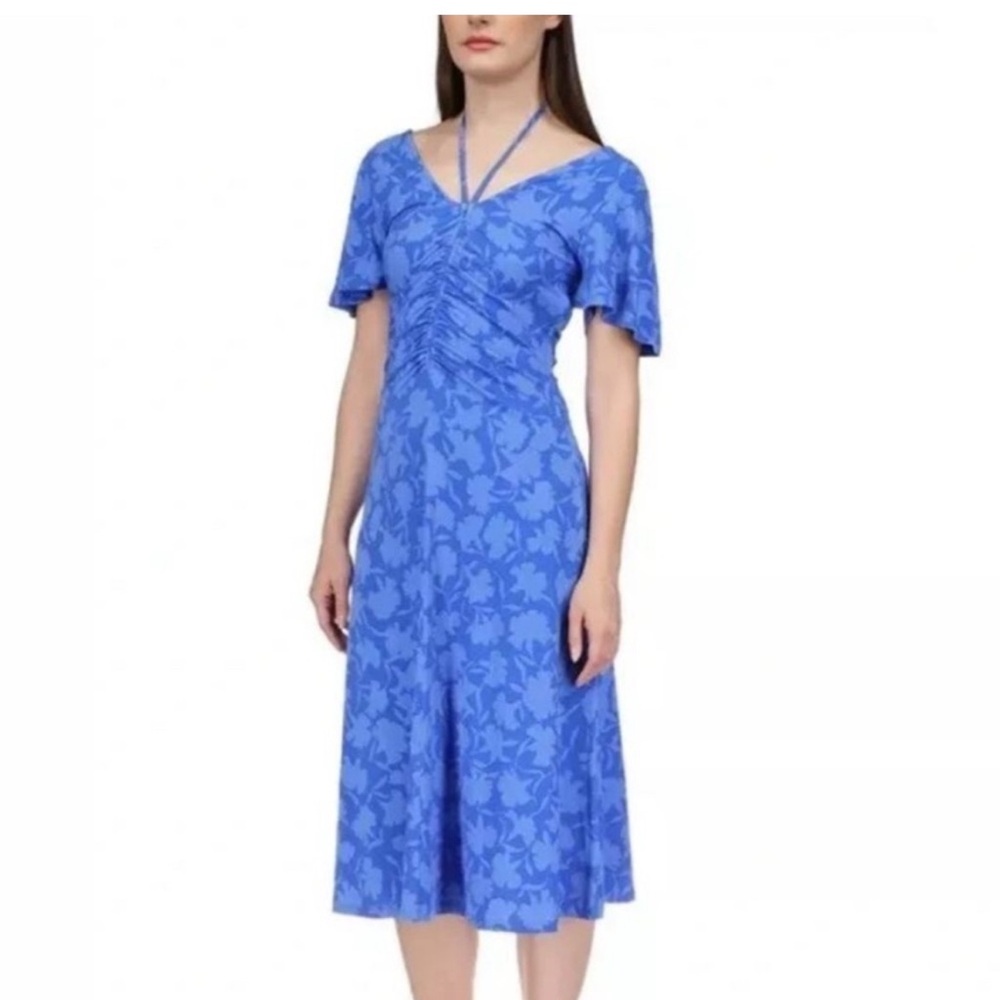 Michael Kors Floral Blue Midi Dress 0X-NWT - Picture 2 of 8